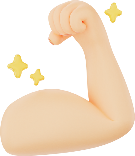 Strong arm flexing 3D hand gesture icon